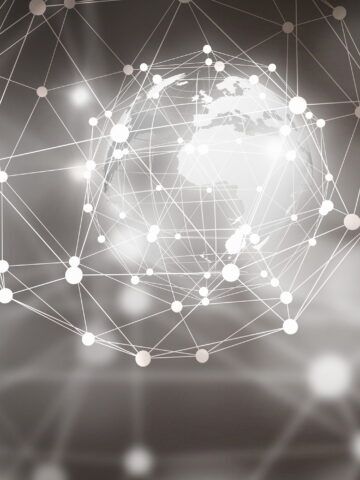 Gray and white graphic depiction of innovation.