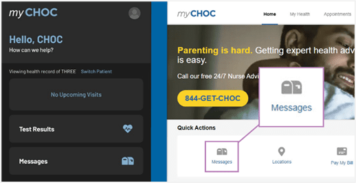 Screenshot of myCHOC app