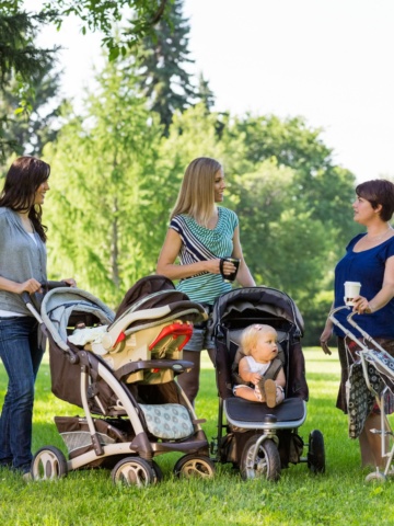 Moms at the park with strollers